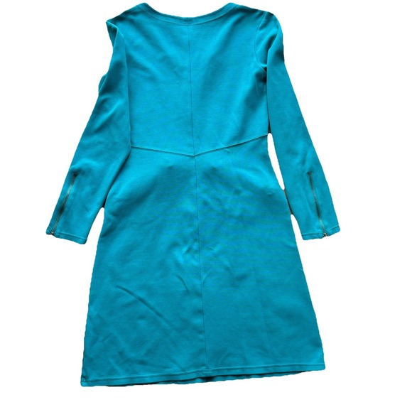 Athleta Ponte Celebration Green Knee Length Travel Dress Pockets Size S zippers - Picture 2 of 12